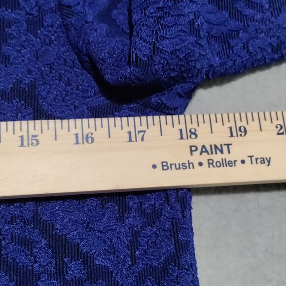 Chicos Travelers Size 0 (Small/4) Jacquard Button Up Blouse Jacket Blue Made USA - Picture 11 of 15